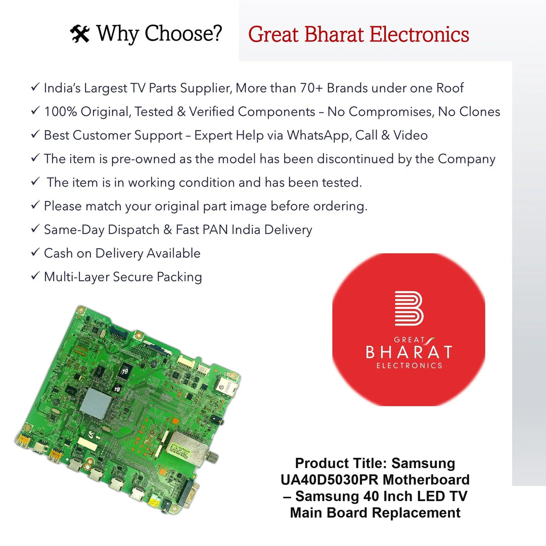 Samsung UA40D5030PR Motherboard – Samsung 40 Inch LED TV Main Board Replacement - Great Bharat Electronics