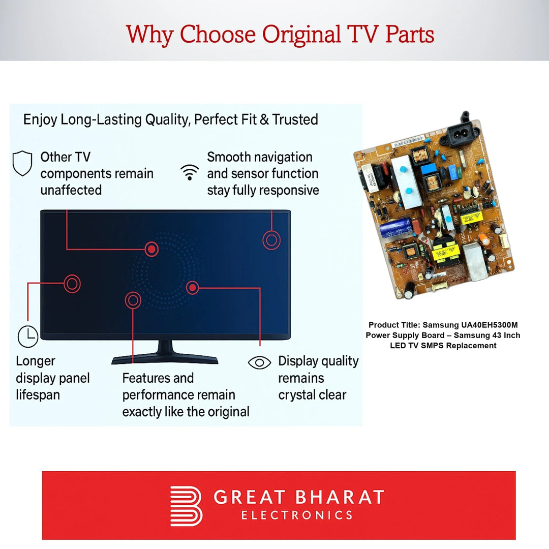 Samsung UA40EH5300M Power Supply Board – Samsung 43 Inch LED TV SMPS Replacement - Great Bharat Electronics