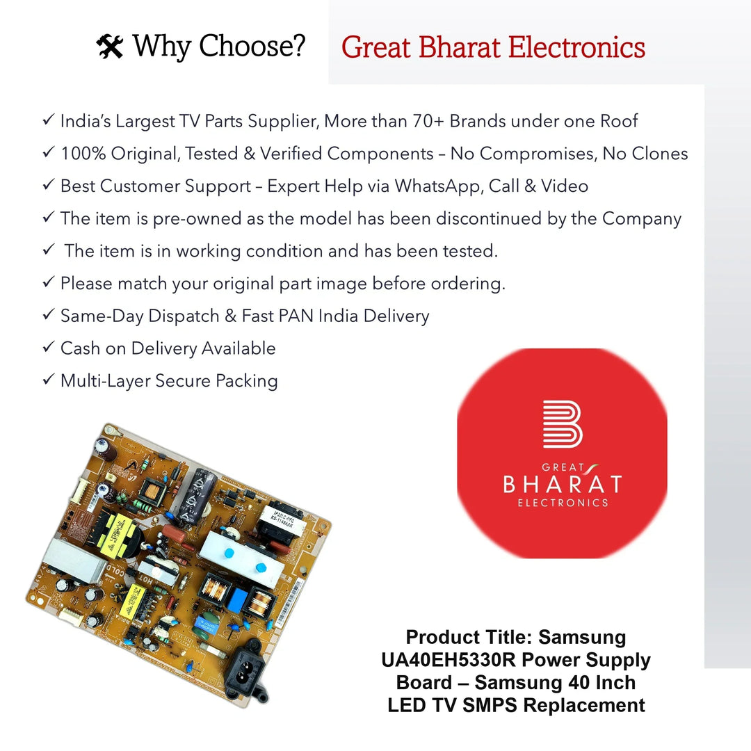 Samsung UA40EH5330R Power Supply Board – Samsung 40 Inch LED TV SMPS Replacement - Great Bharat Electronics