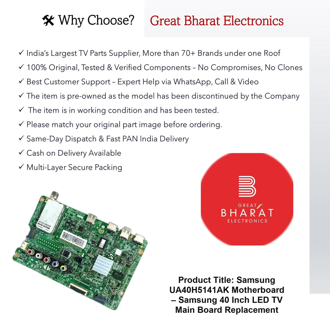 Samsung UA40H5141AK Motherboard – Samsung 40 Inch LED TV Main Board Replacement - Great Bharat Electronics