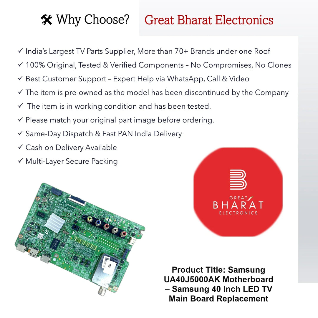 Samsung UA40J5000AK Motherboard – Samsung 40 Inch LED TV Main Board Replacement - Great Bharat Electronics