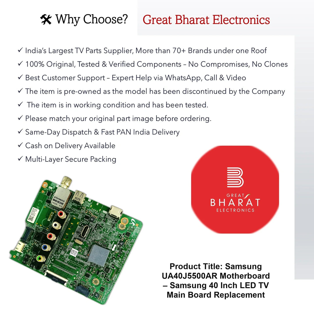 Samsung UA40J5500AR Motherboard – Samsung 40 Inch LED TV Main Board Replacement - Great Bharat Electronics