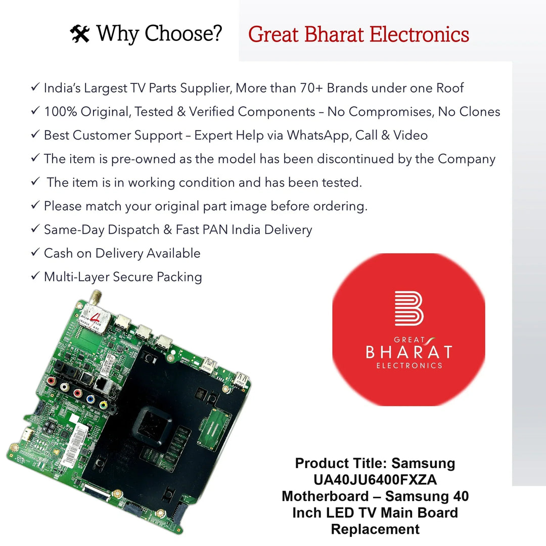 Samsung UA40JU6400FXZA Motherboard – Samsung 40 Inch LED TV Main Board Replacement - Great Bharat Electronics