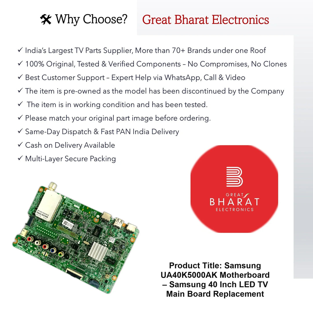 Samsung UA40K5000AK Motherboard – Samsung 40 Inch LED TV Main Board Replacement - Great Bharat Electronics
