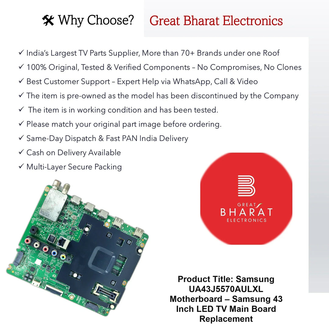 Samsung UA43J5570AULXL Motherboard – Samsung 43 Inch LED TV Main Board Replacement - Great Bharat Electronics