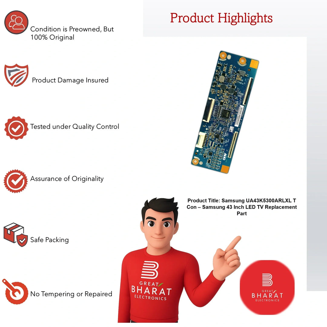 Samsung UA43K5300ARLXL T-Con Board β Samsung 43 Inch LED TV Replacement Part - Great Bharat Electronics