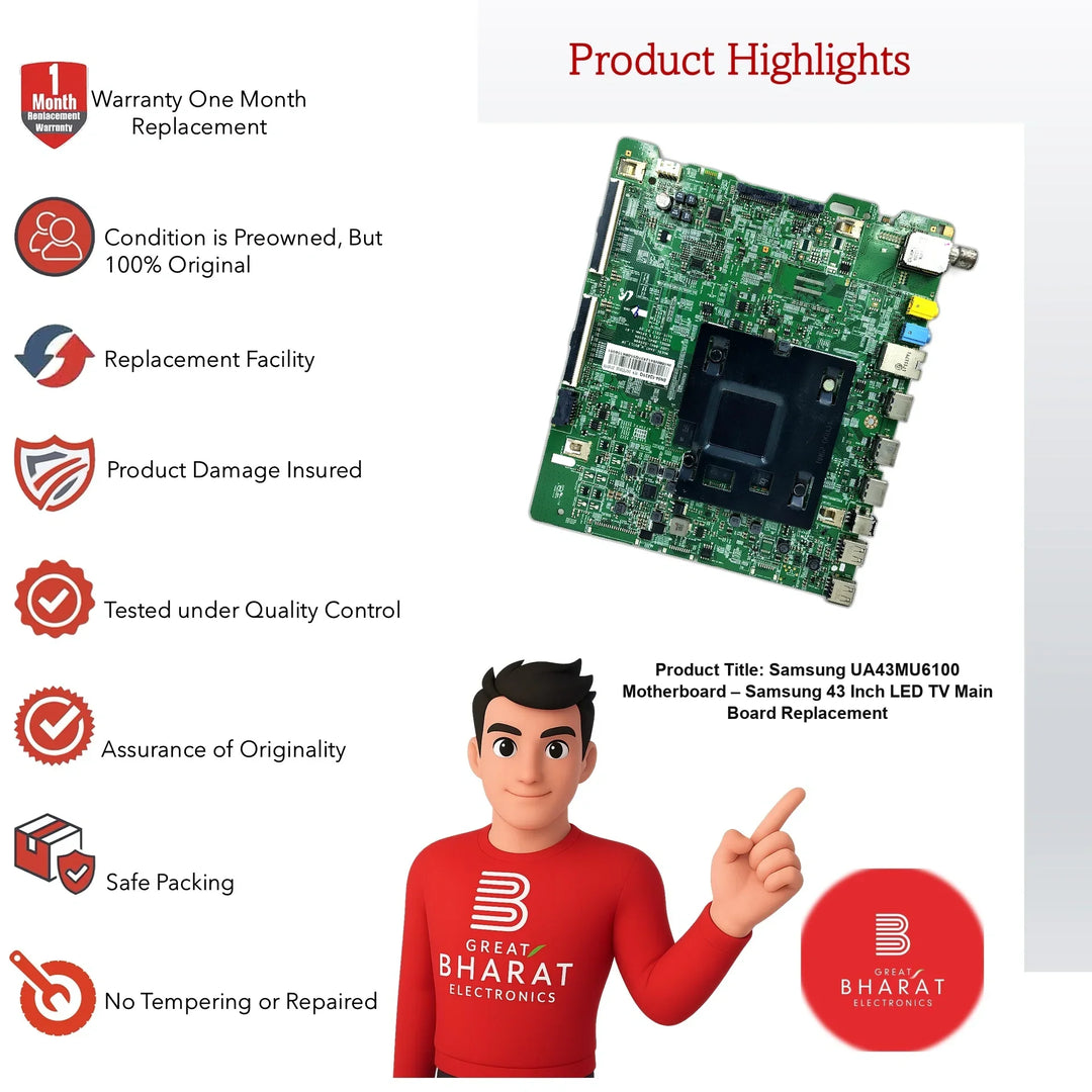 Samsung UA43MU6100 Motherboard – Samsung 43 Inch LED TV Main Board Replacement - Great Bharat Electronics