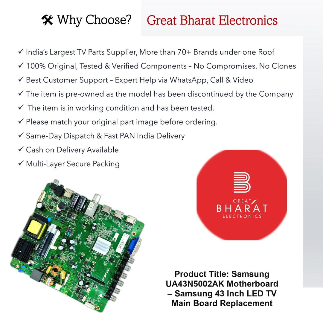 Samsung UA43N5002AK Motherboard – Samsung 43 Inch LED TV Main Board Replacement - Great Bharat Electronics