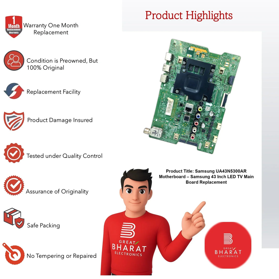 Samsung UA43N5300AR Motherboard – Samsung 43 Inch LED TV Main Board Replacement - Great Bharat Electronics