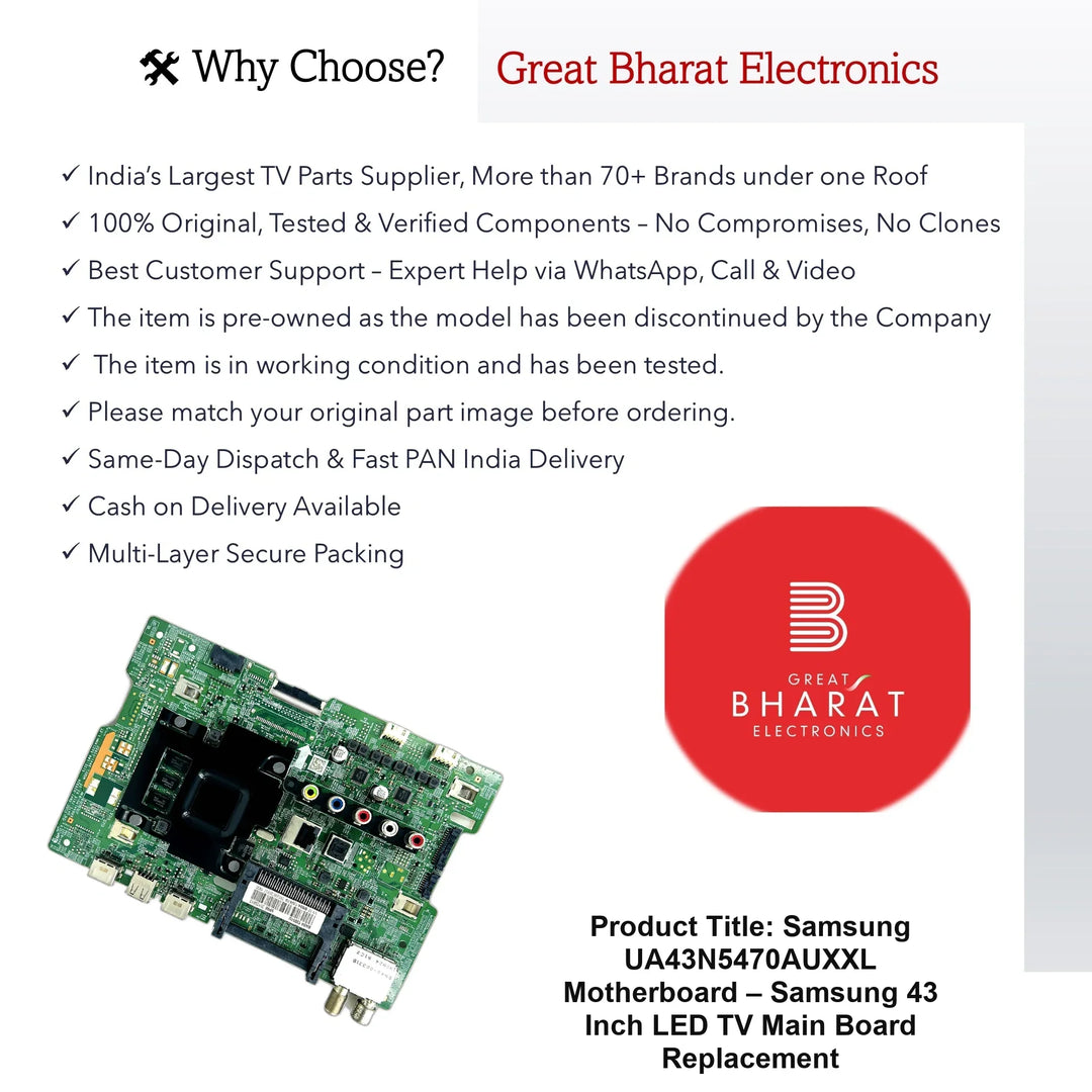 Samsung UA43N5470AUXXL Motherboard – Samsung 43 Inch LED TV Main Board Replacement - Great Bharat Electronics