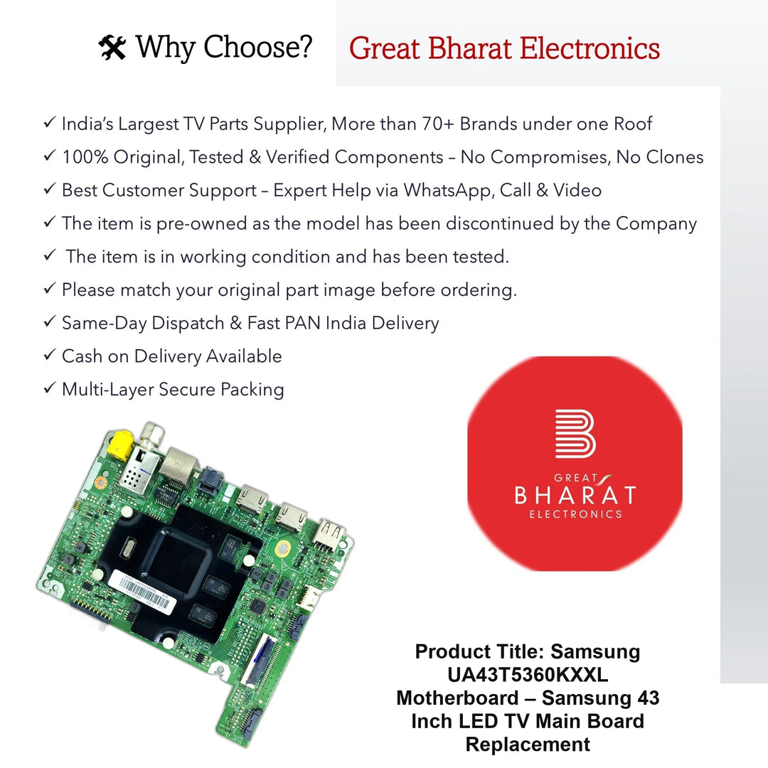 Samsung UA43T5360KXXL Motherboard – Samsung 43 Inch LED TV Main Board Replacement - Great Bharat Electronics