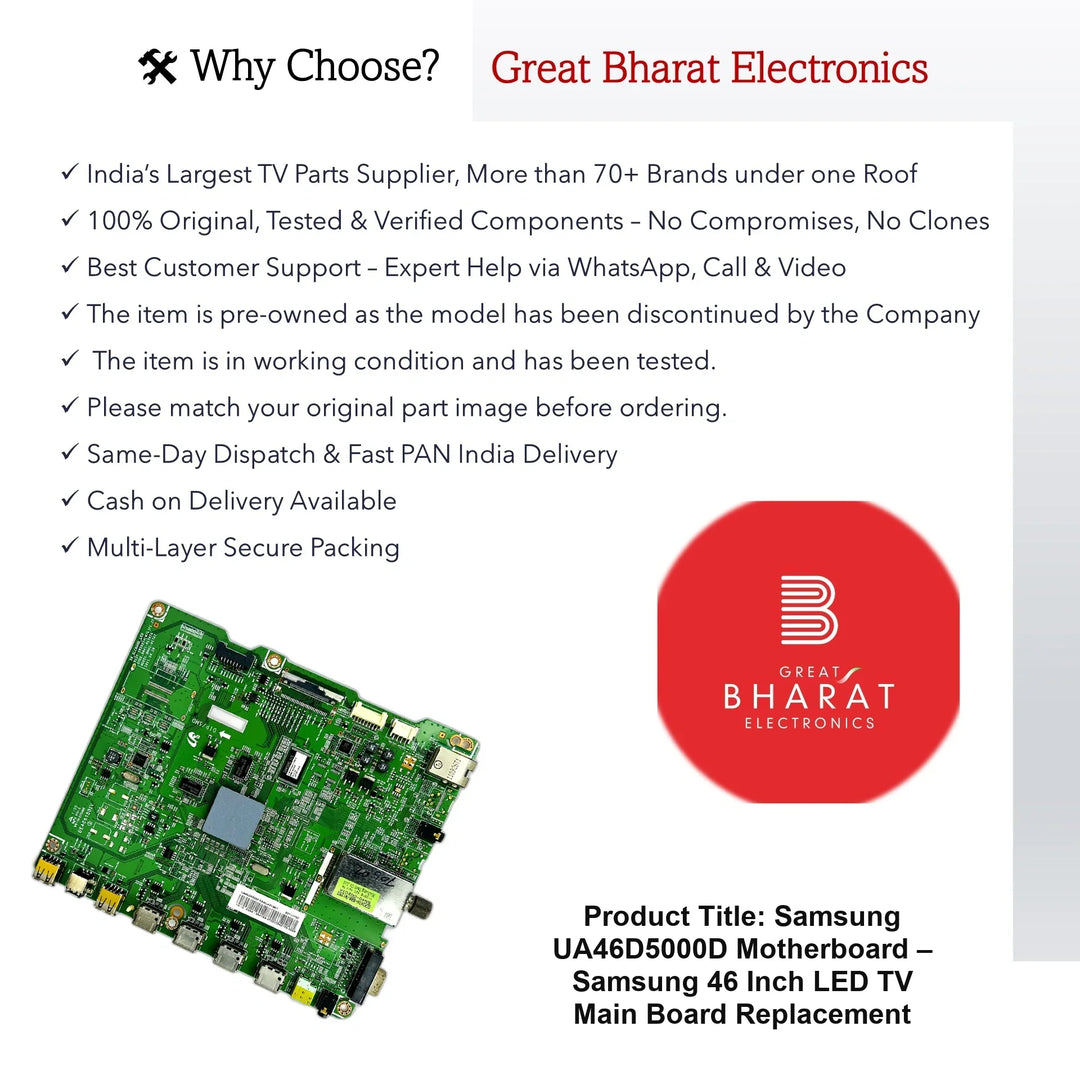 Samsung UA46D5000D Motherboard – Samsung 46 Inch LED TV Main Board Replacement - Great Bharat Electronics