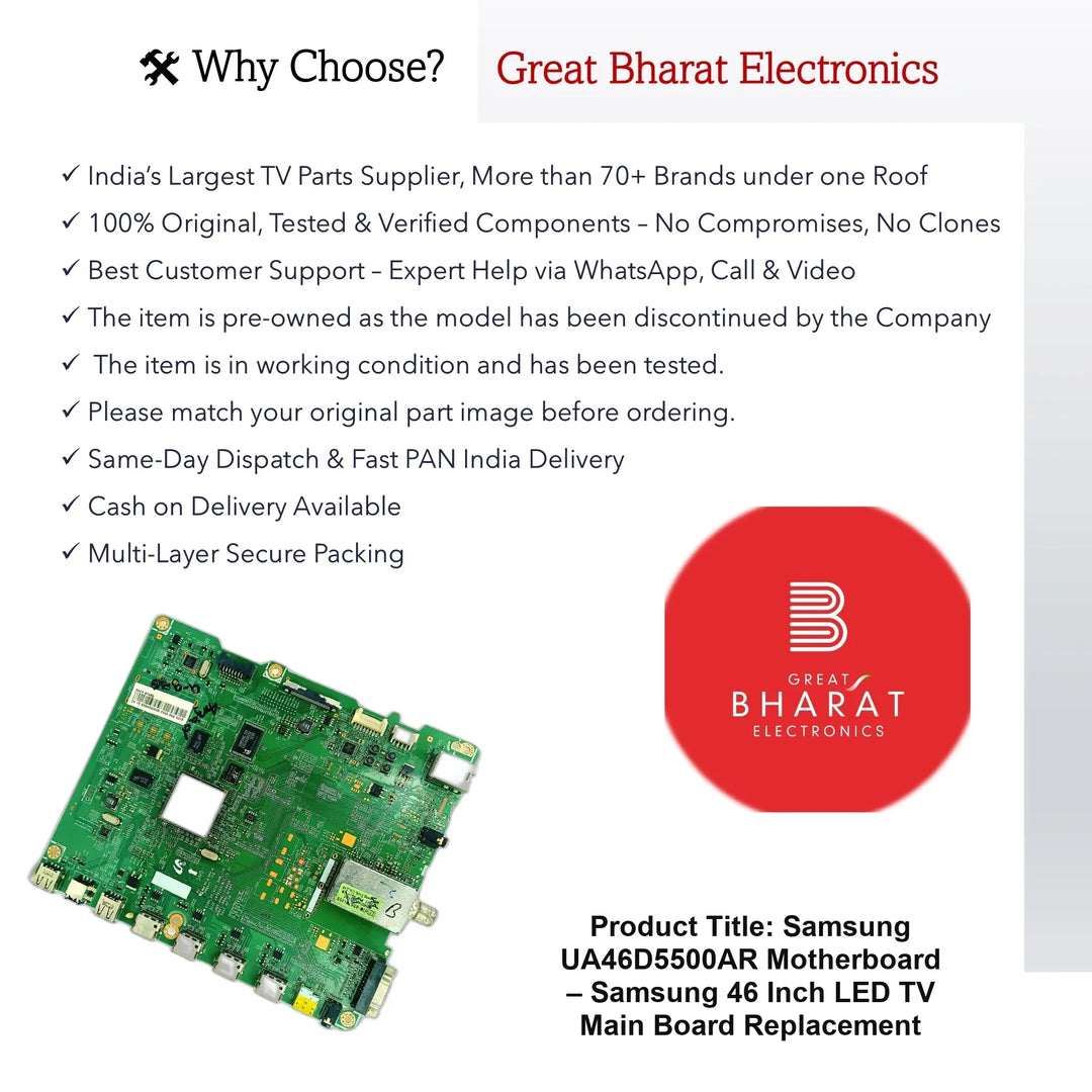 Samsung UA46D5500AR Motherboard – Samsung 46 Inch LED TV Main Board Replacement - Great Bharat Electronics