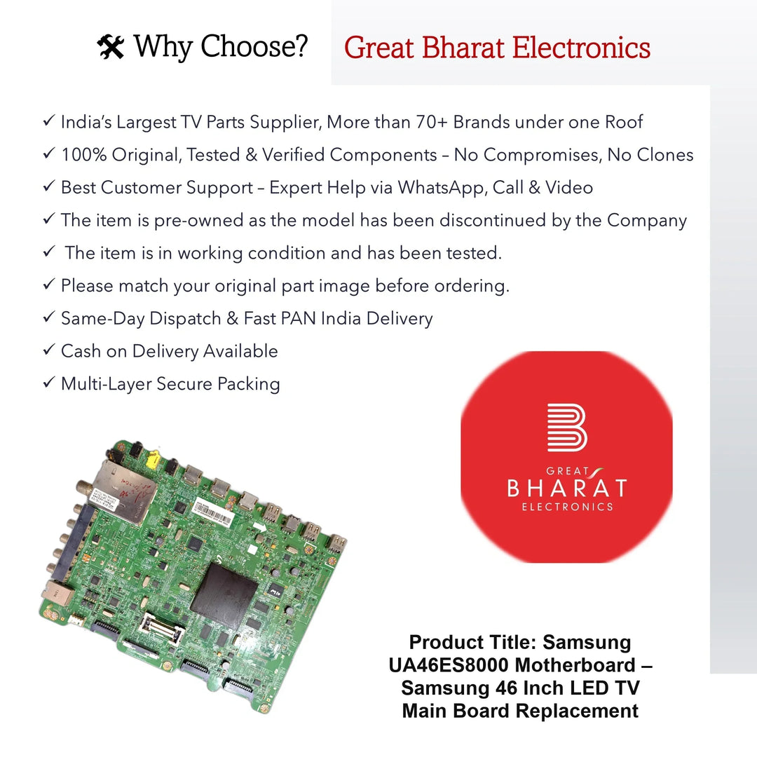 Samsung UA46ES8000 Motherboard – Samsung 46 Inch LED TV Main Board Replacement - Great Bharat Electronics