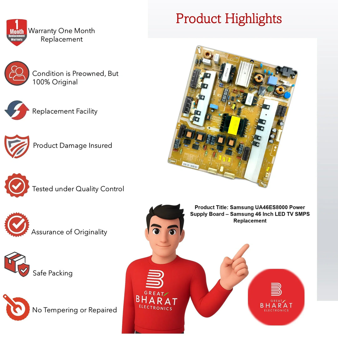Samsung UA46ES8000 Power Supply Board – Samsung 46 Inch LED TV SMPS Replacement - Great Bharat Electronics