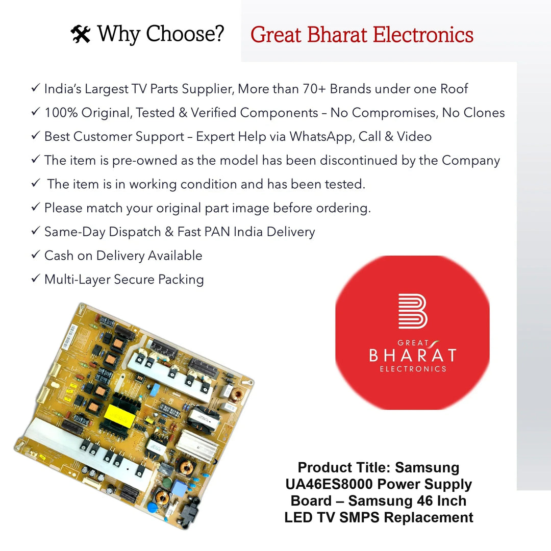 Samsung UA46ES8000 Power Supply Board – Samsung 46 Inch LED TV SMPS Replacement - Great Bharat Electronics