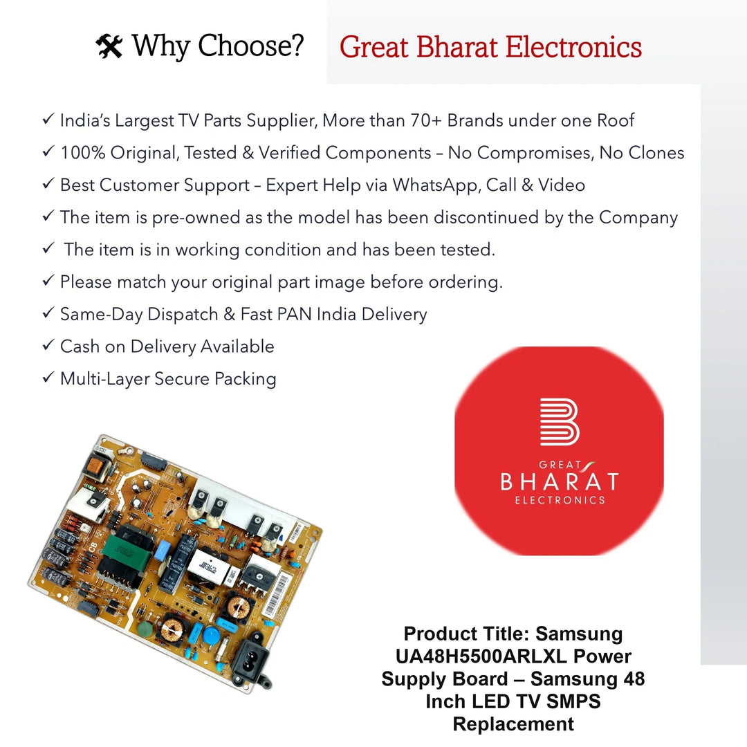 Samsung UA48H5500ARLXL Power Supply Board – Samsung 48 Inch LED TV SMPS Replacement - Great Bharat Electronics