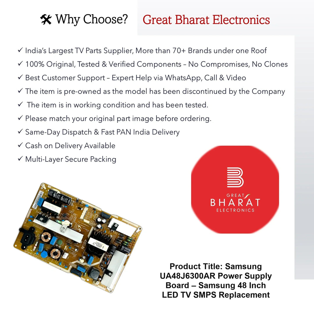 Samsung UA48J6300AR Power Supply Board – Samsung 48 Inch LED TV SMPS Replacement - Great Bharat Electronics