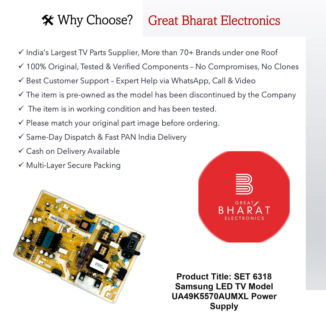 Samsung UA49K5570AUMXL Power Supply Board – Original Samsung 49 Inch LED TV SMPS - Great Bharat Electronics