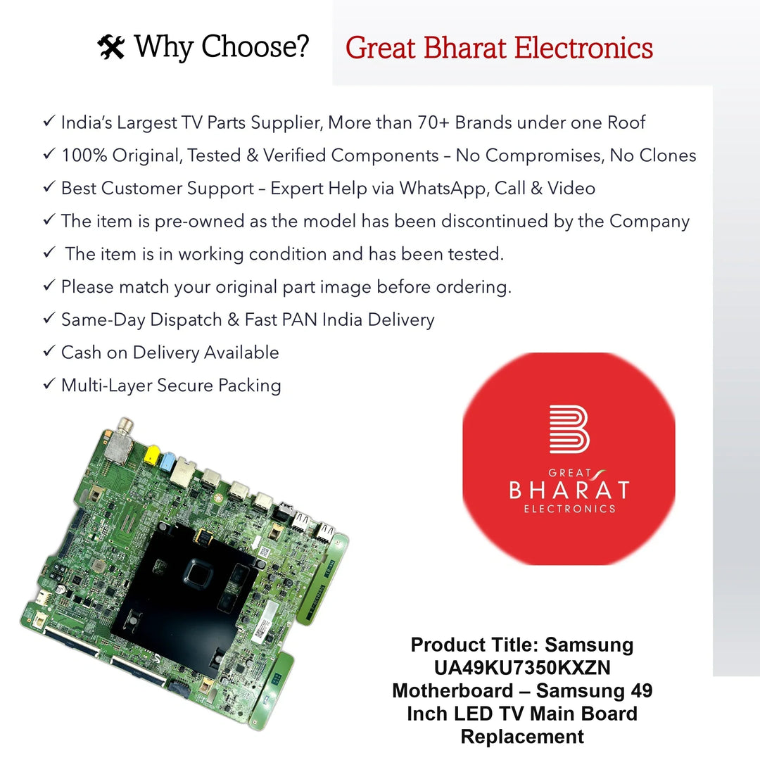 Samsung UA49KU7350KXZN Motherboard – Samsung 49 Inch LED TV Main Board Replacement - Great Bharat Electronics