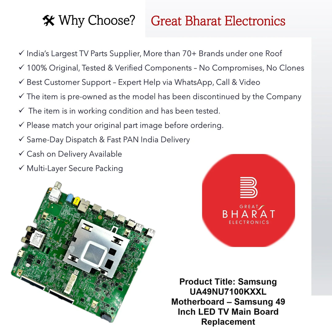 Samsung UA49NU7100KXXL Motherboard – Samsung 49 Inch LED TV Main Board Replacement - Great Bharat Electronics
