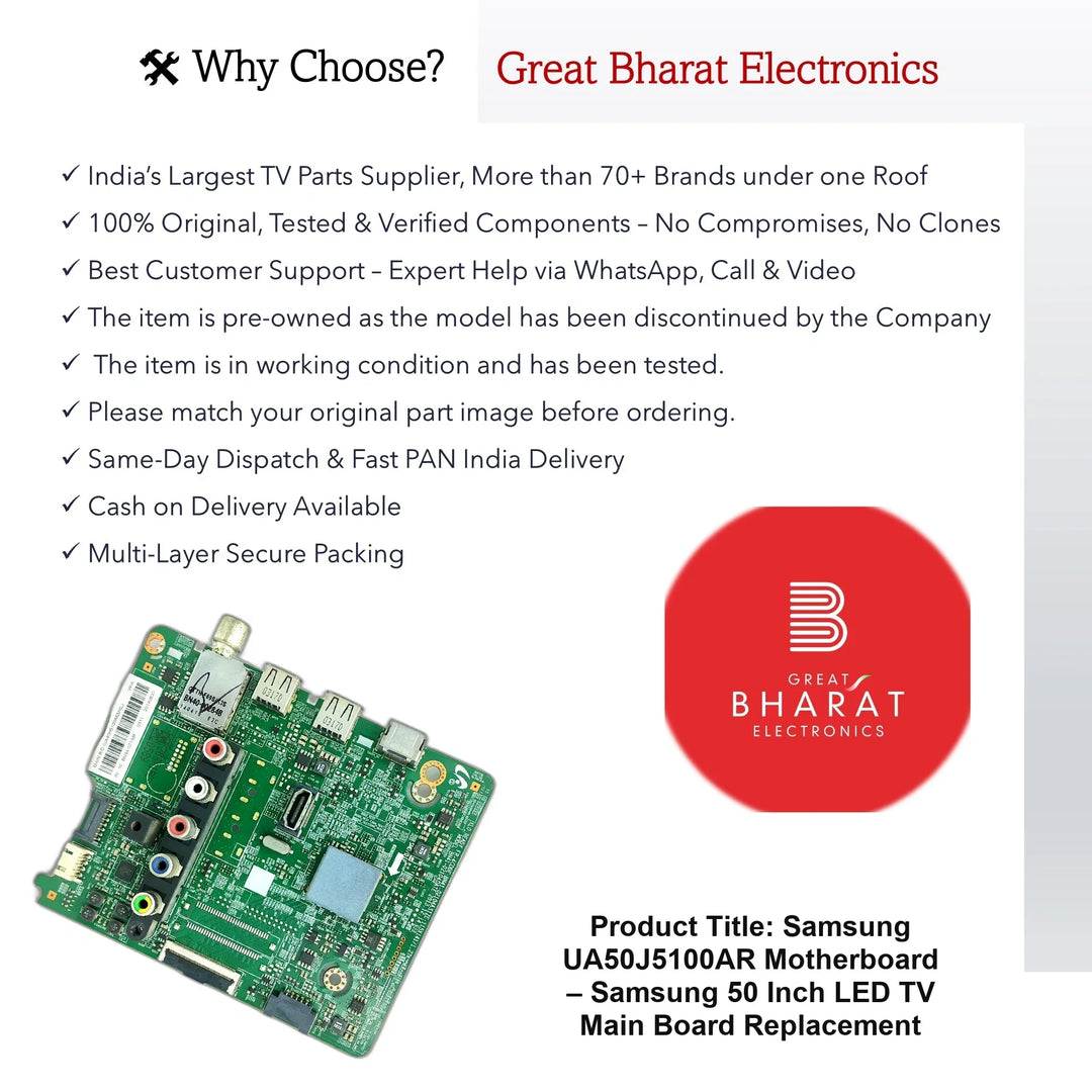 Samsung UA50J5100AR Motherboard – Samsung 50 Inch LED TV Main Board Replacement - Great Bharat Electronics