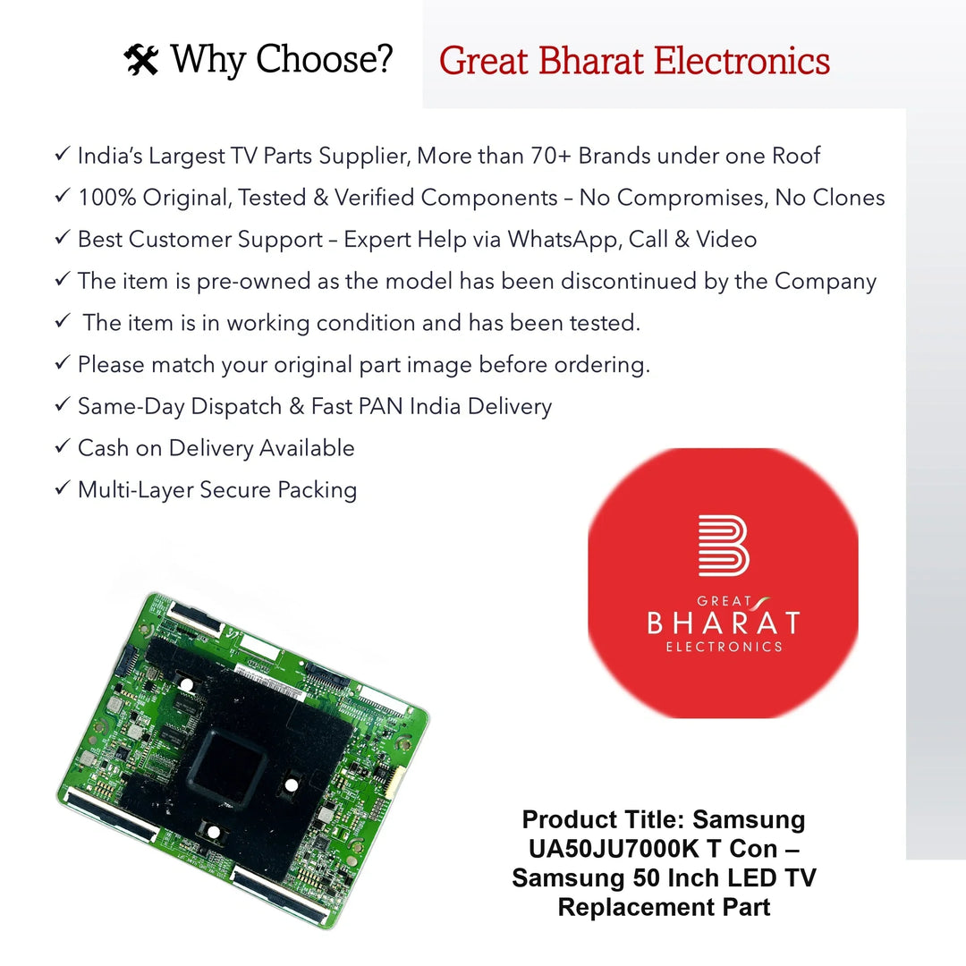 Samsung UA50JU7000K T-Con Board β Samsung 50 Inch LED TV Replacement Part - Great Bharat Electronics