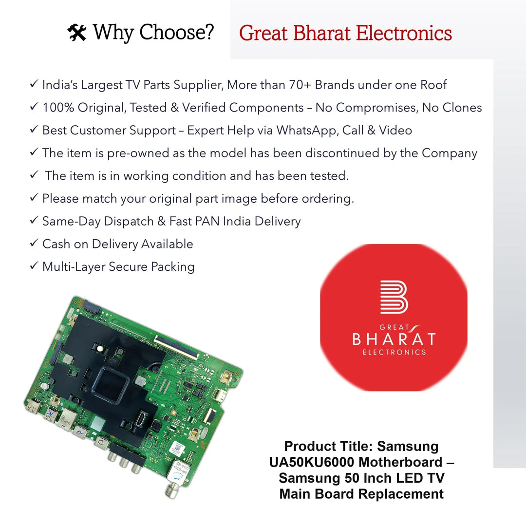 Samsung UA50KU6000 Motherboard – Samsung 50 Inch LED TV Main Board Replacement - Great Bharat Electronics