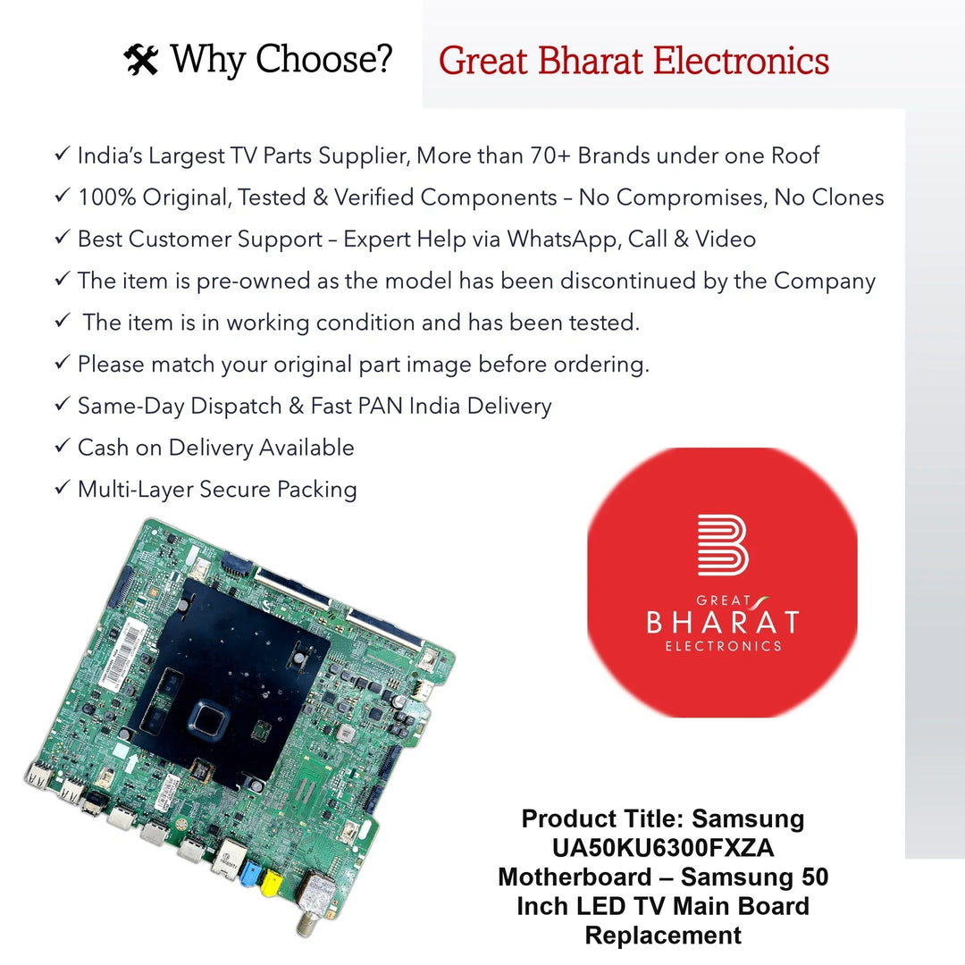 Samsung UA50KU6300FXZA Motherboard – Samsung 50 Inch LED TV Main Board Replacement - Great Bharat Electronics