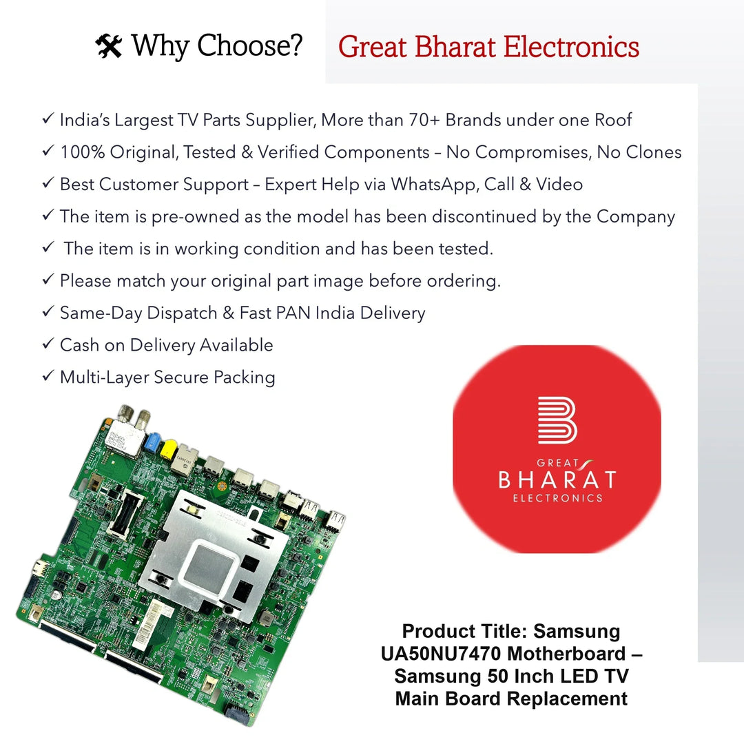 Samsung UA50NU7470 Motherboard – Samsung 50 Inch LED TV Main Board Replacement - Great Bharat Electronics