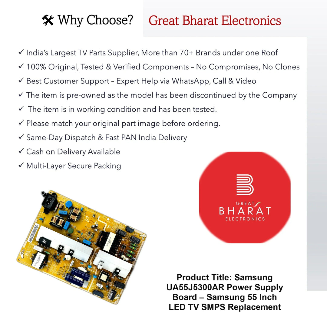 Samsung UA55J5300AR Power Supply Board – Samsung 55 Inch LED TV SMPS Replacement - Great Bharat Electronics