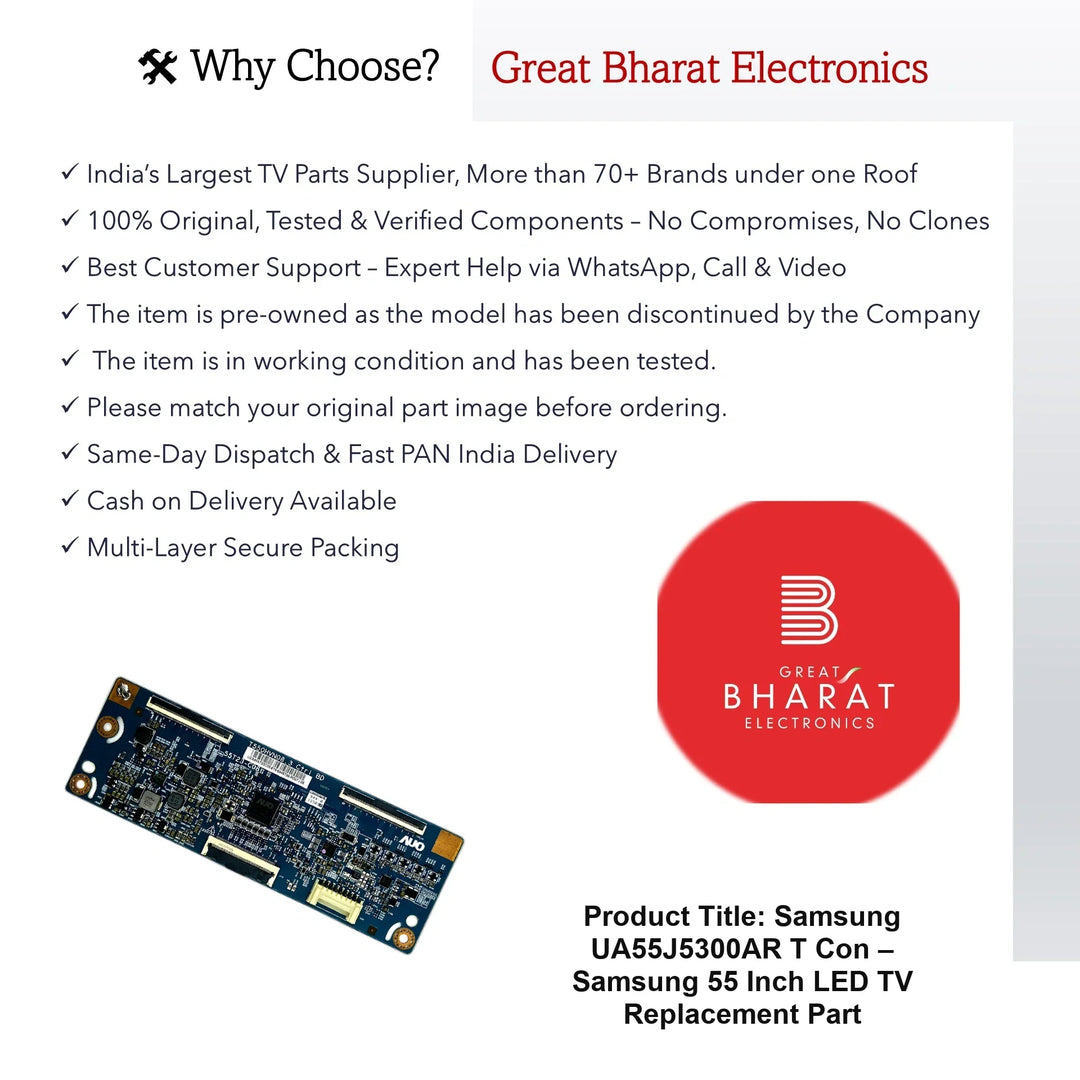 Samsung UA55J5300AR T-Con Board β Samsung 55 Inch LED TV Replacement Part - Great Bharat Electronics