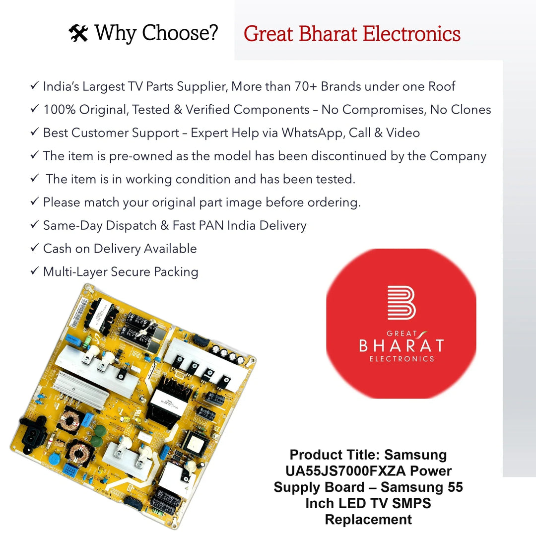 Samsung UA55JS7000FXZA Power Supply Board – Samsung 55 Inch LED TV SMPS Replacement - Great Bharat Electronics