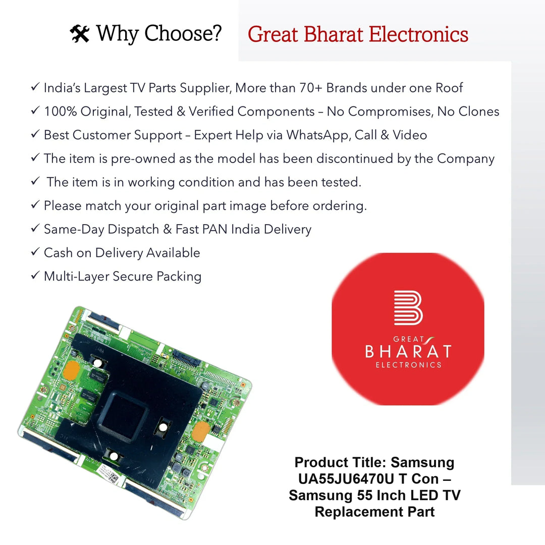 Samsung UA55JU6470U T-Con Board β Samsung 55 Inch LED TV Replacement Part - Great Bharat Electronics