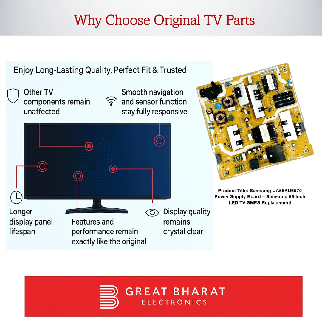 Samsung UA55KU6570 Power Supply Board – Samsung 55 Inch LED TV SMPS Replacement - Great Bharat Electronics