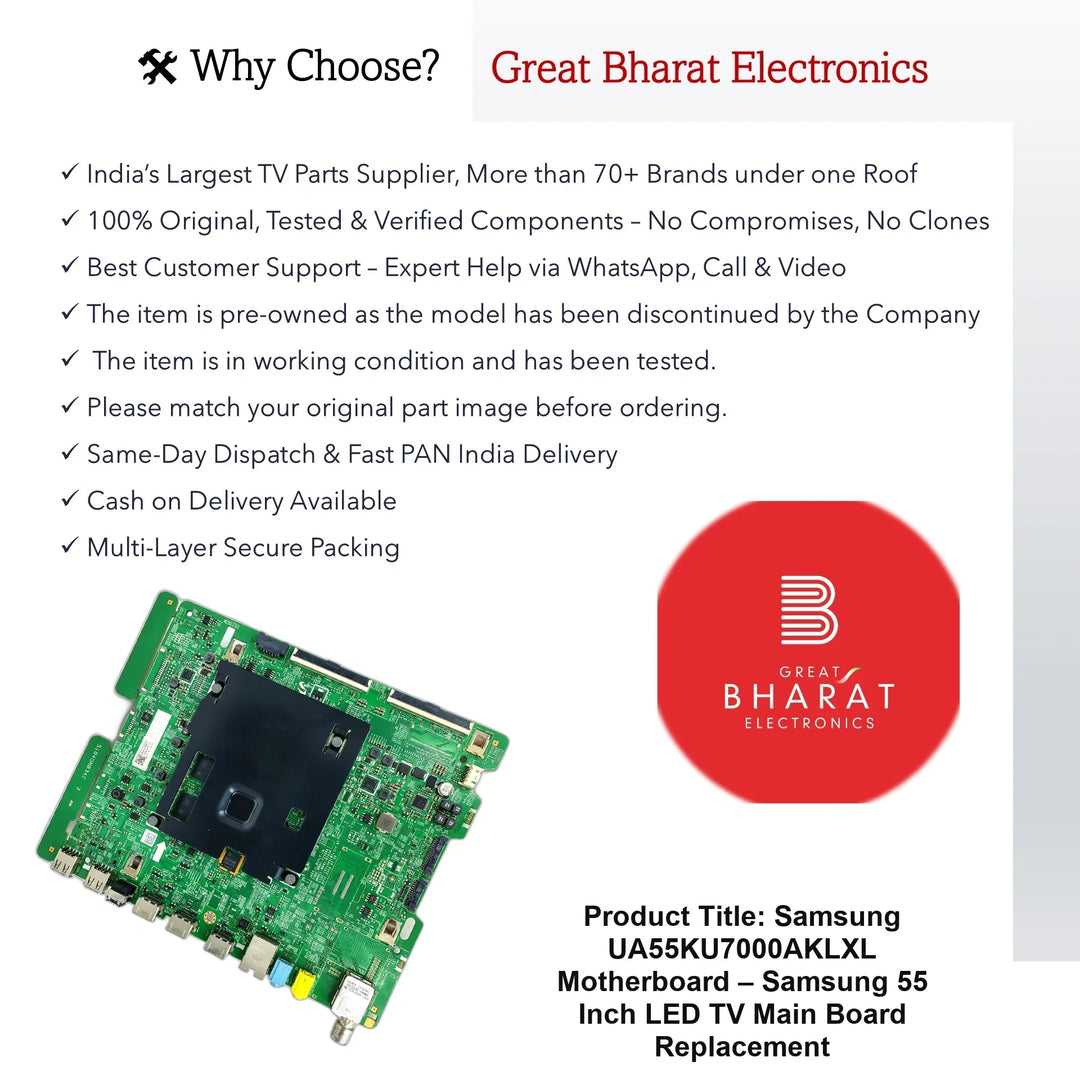 Samsung UA55KU7000AKLXL Motherboard – Samsung 55 Inch LED TV Main Board Replacement - Great Bharat Electronics