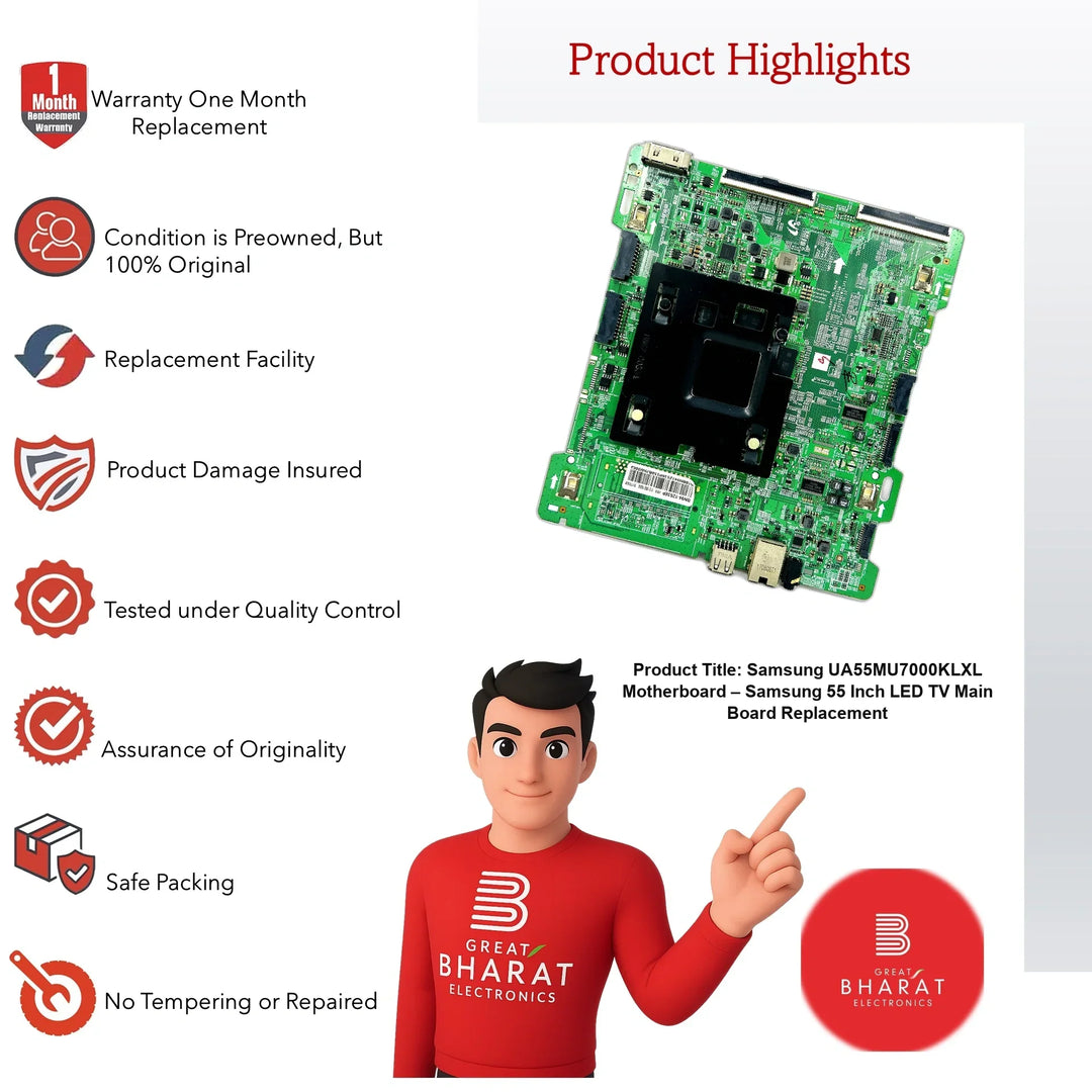 Samsung UA55MU7000KLXL Motherboard – Samsung 55 Inch LED TV Main Board Replacement - Great Bharat Electronics