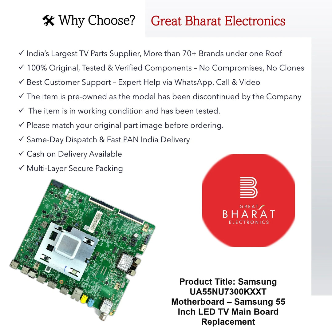 Samsung UA55NU7300KXXT Motherboard – Samsung 55 Inch LED TV Main Board Replacement - Great Bharat Electronics