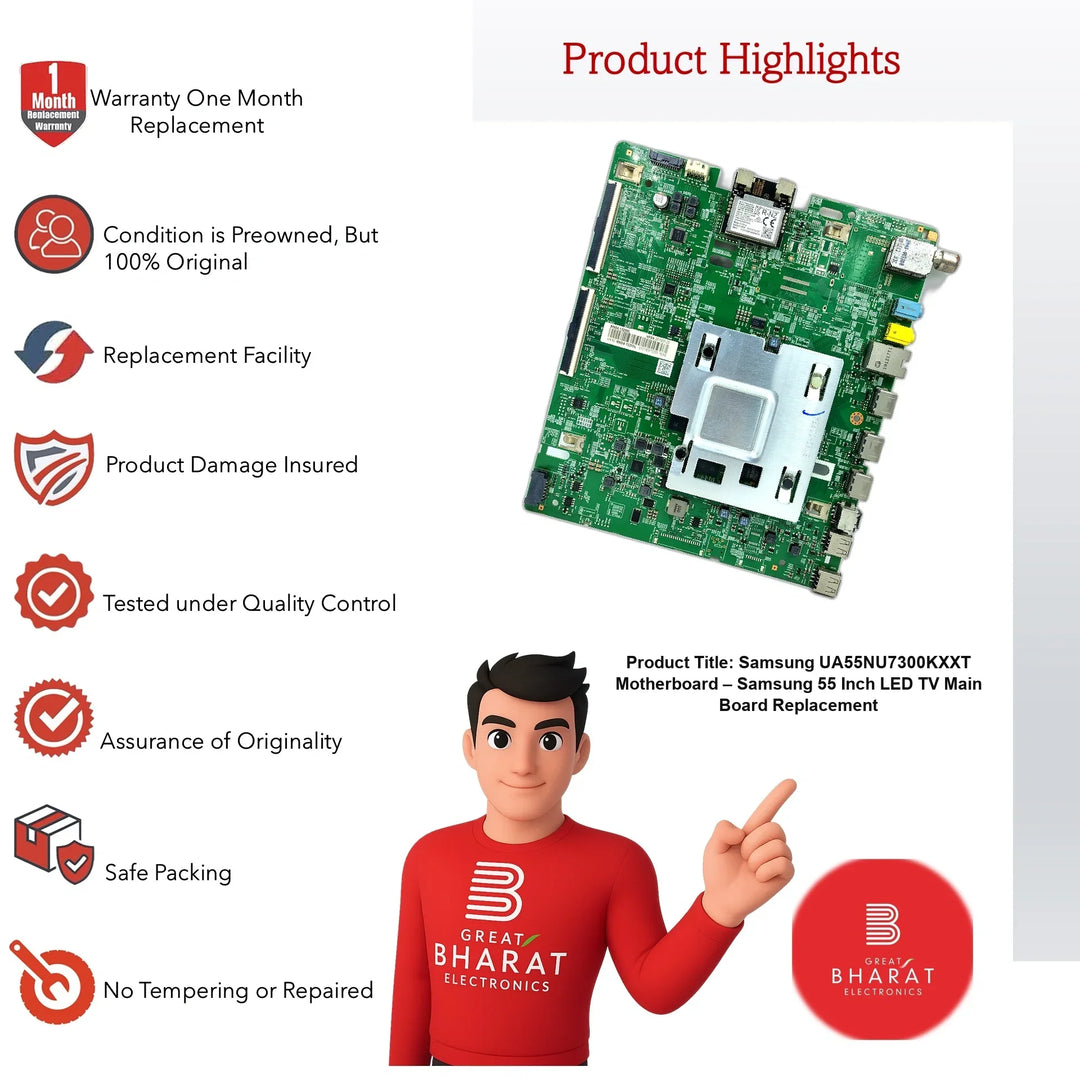 Samsung UA55NU7300KXXT Motherboard – Samsung 55 Inch LED TV Main Board Replacement - Great Bharat Electronics