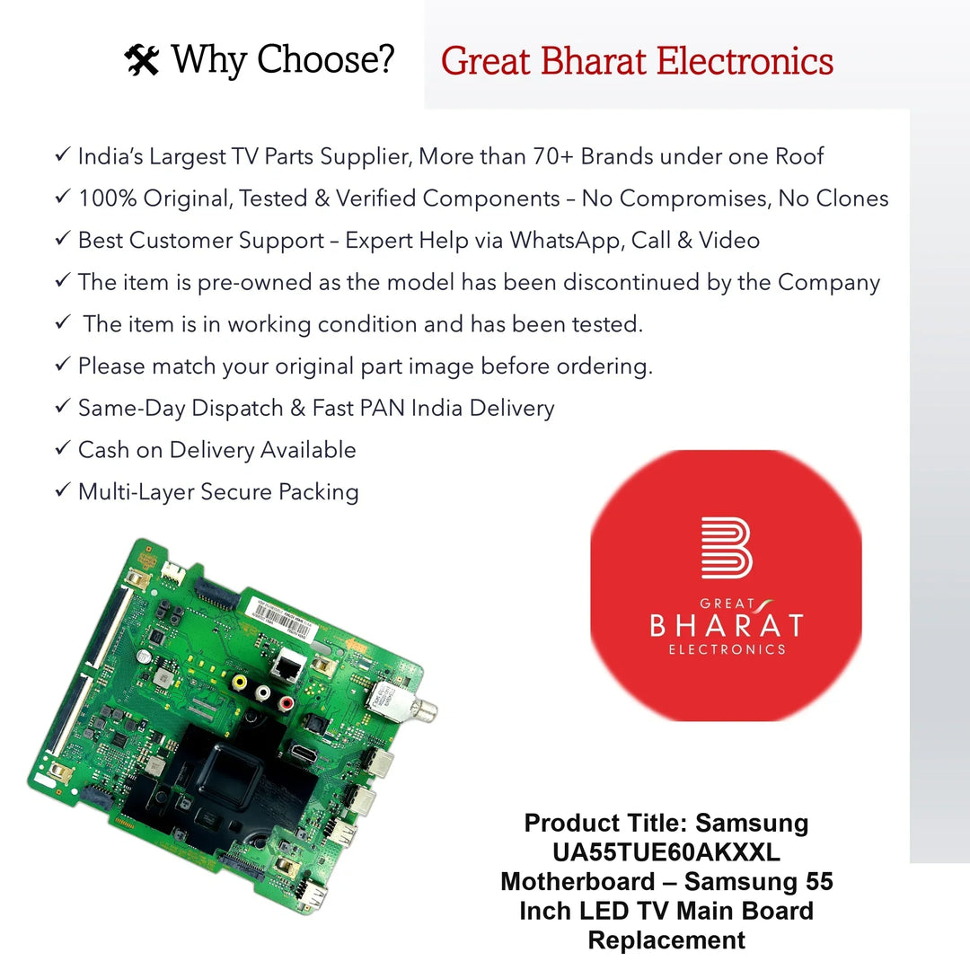 Samsung UA55TUE60AKXXL Motherboard – Samsung 55 Inch LED TV Main Board Replacement - Great Bharat Electronics