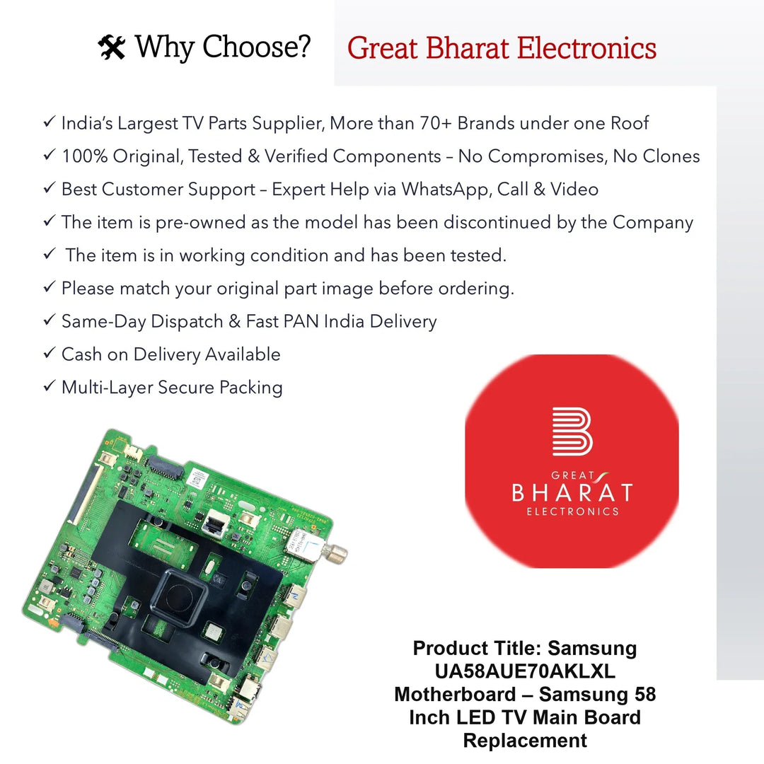 Samsung UA58AUE70AKLXL Motherboard – Samsung 58 Inch LED TV Main Board Replacement - Great Bharat Electronics