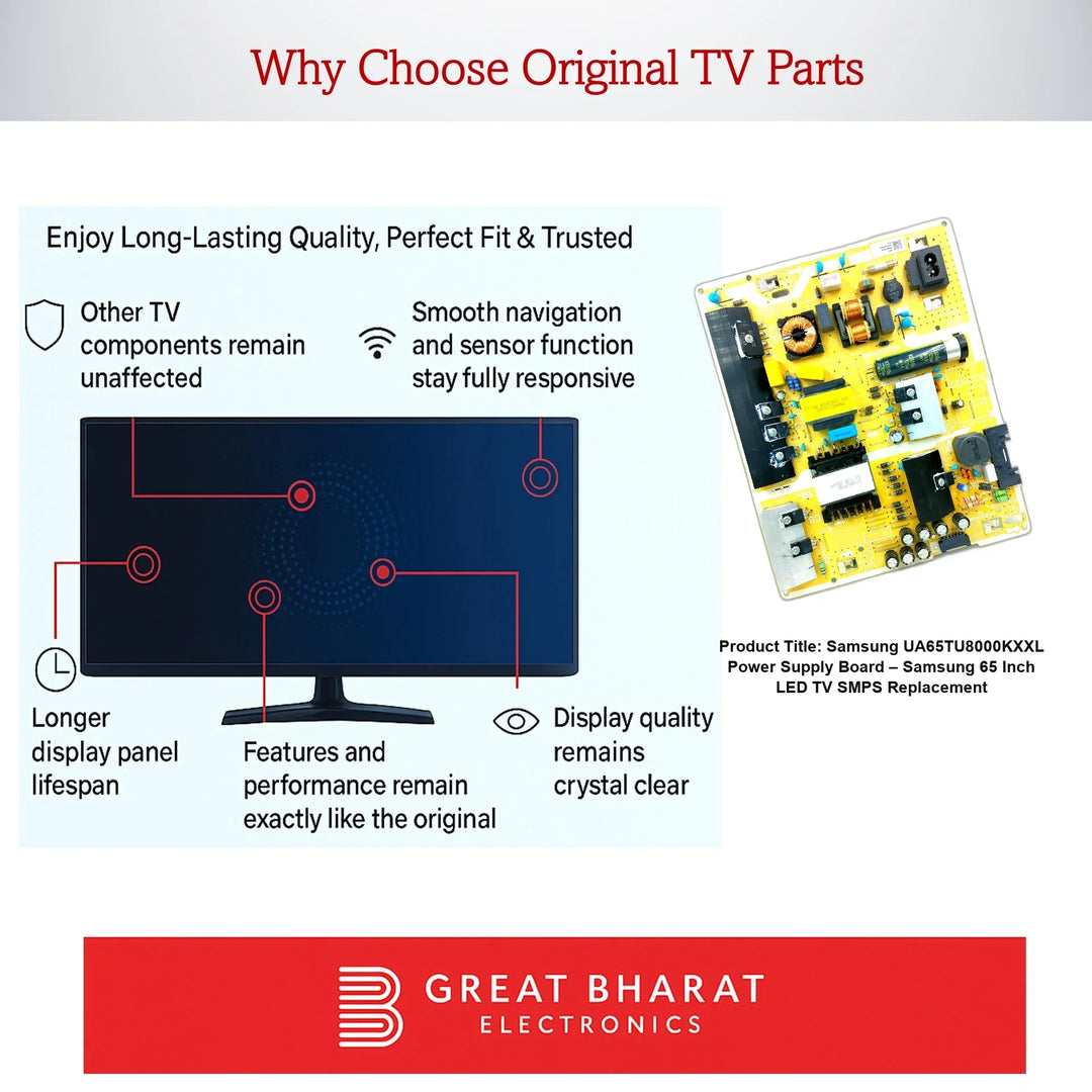 Samsung UA65TU8000KXXL Power Supply Board – Samsung 65 Inch LED TV SMPS Replacement - Great Bharat Electronics