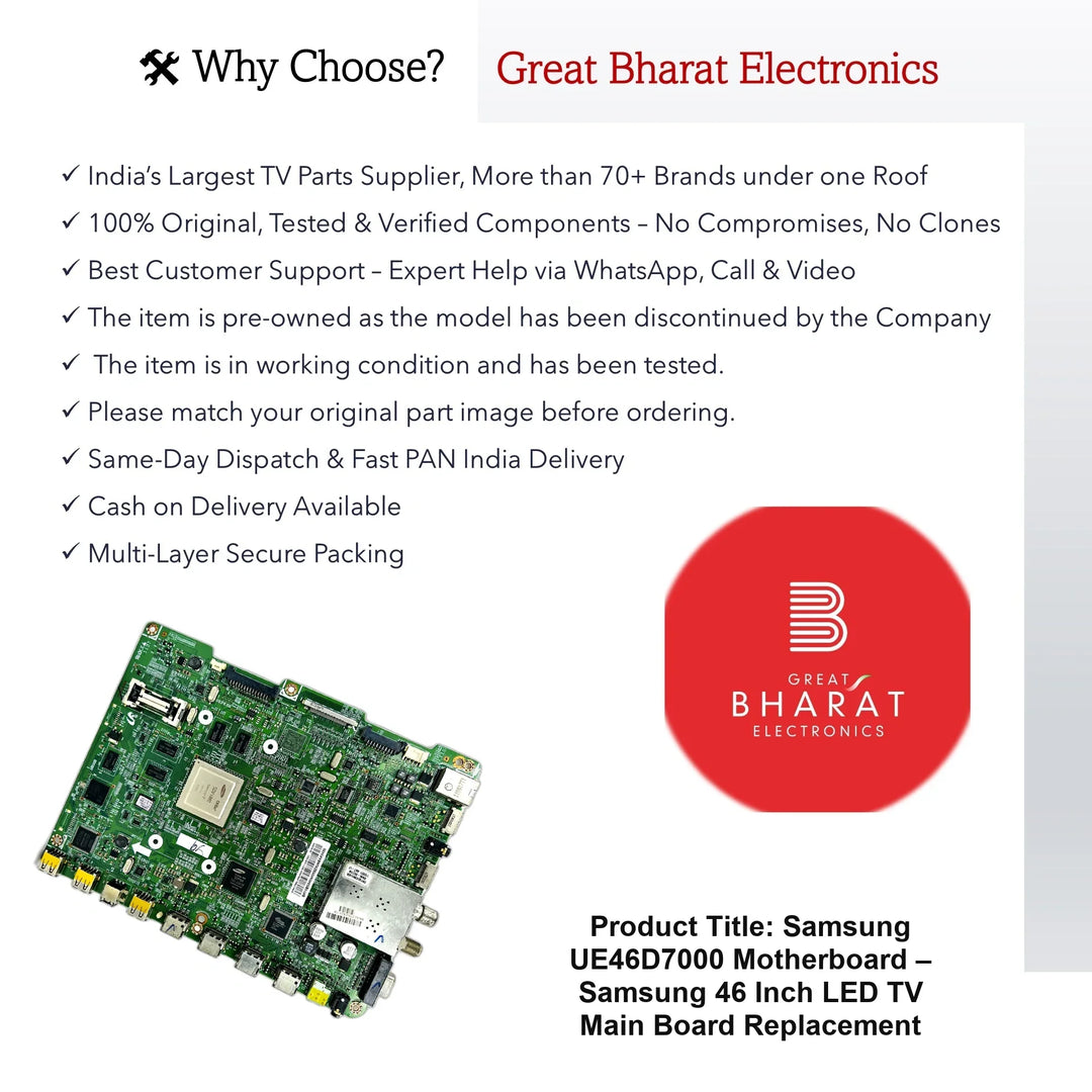 Samsung UE46D7000 Motherboard – Samsung 46 Inch LED TV Main Board Replacement - Great Bharat Electronics