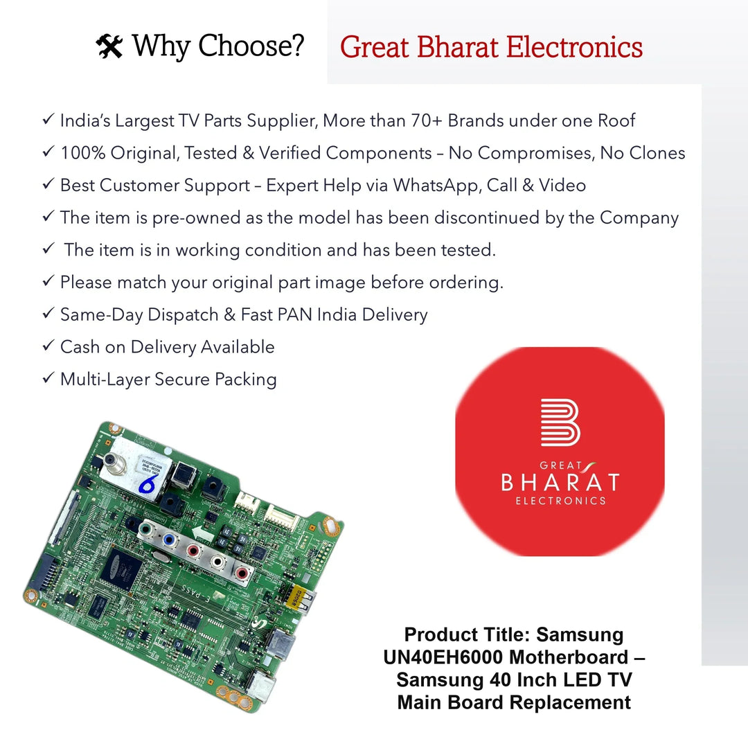 Samsung UN40EH6000 Motherboard – Samsung 40 Inch LED TV Main Board Replacement - Great Bharat Electronics