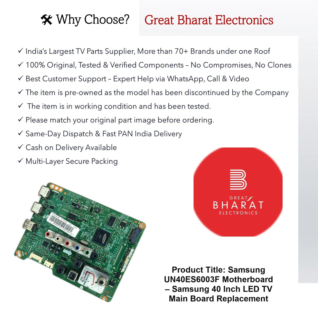 Samsung UN40ES6003F Motherboard – Samsung 40 Inch LED TV Main Board Replacement - Great Bharat Electronics
