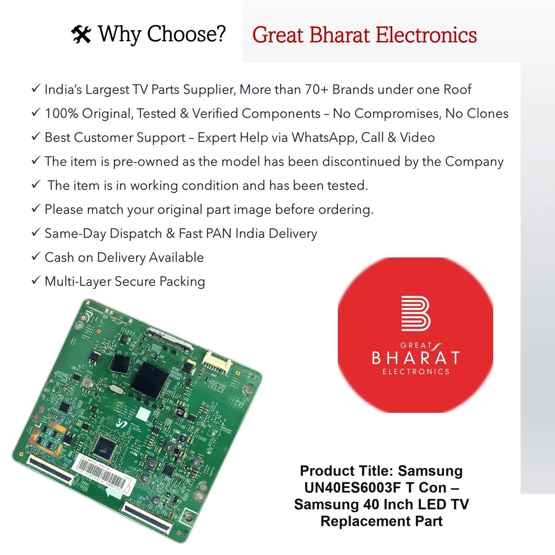 Samsung UN40ES6003F T-Con Board β Samsung 40 Inch LED TV Replacement Part - Great Bharat Electronics