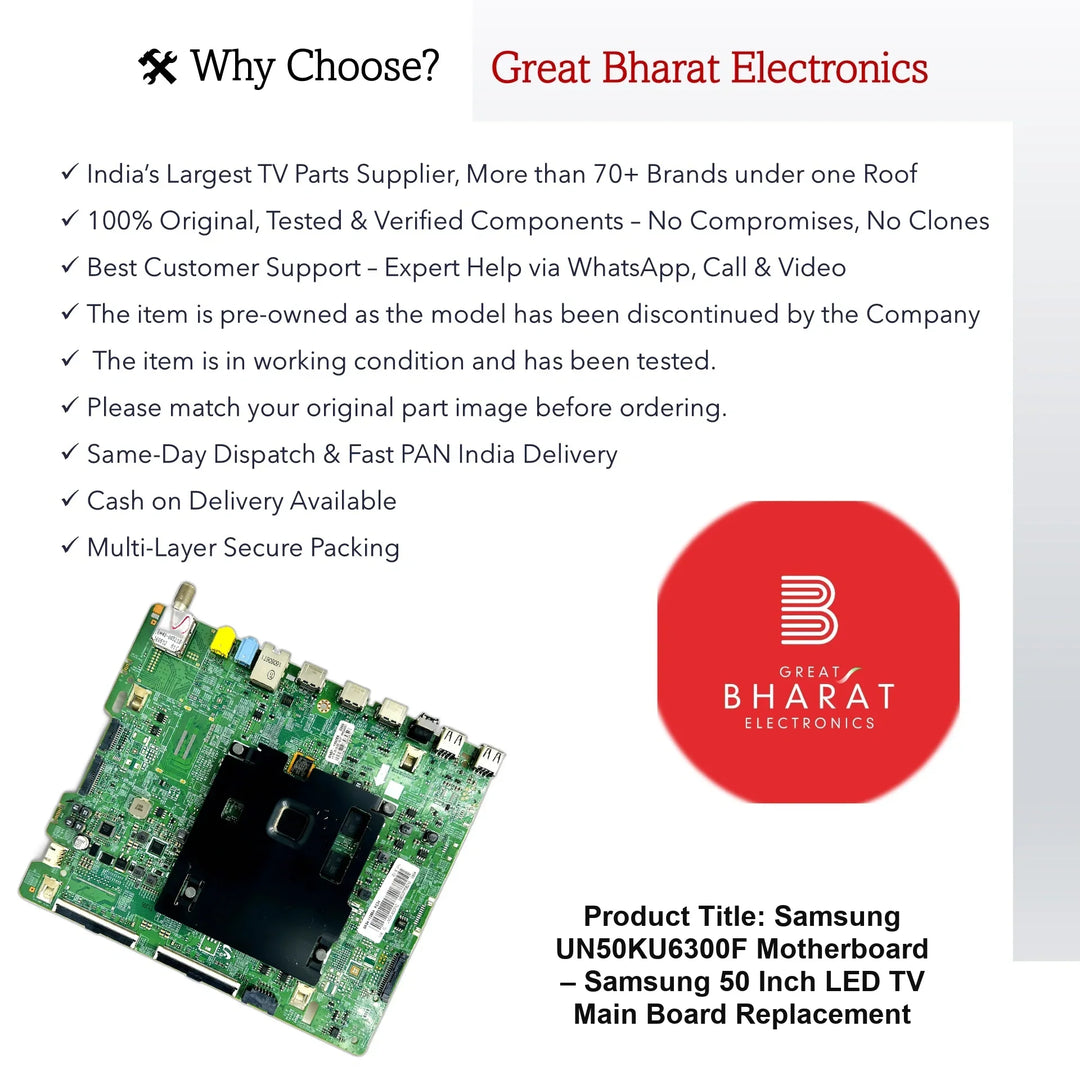 Samsung UN50KU6300F Motherboard – Samsung 50 Inch LED TV Main Board Replacement - Great Bharat Electronics