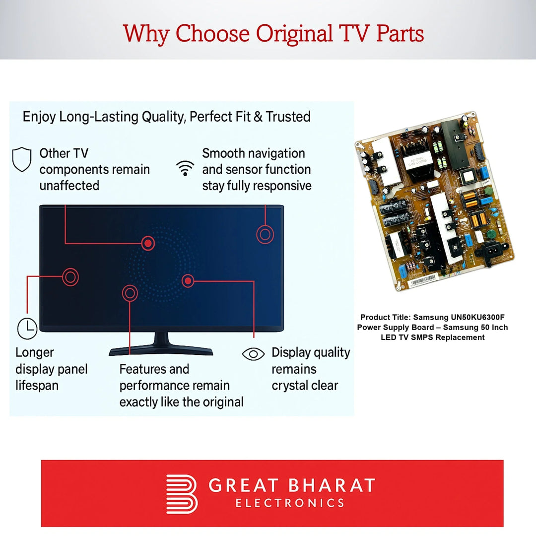 Samsung UN50KU6300F Power Supply Board – Samsung 50 Inch LED TV SMPS Replacement - Great Bharat Electronics
