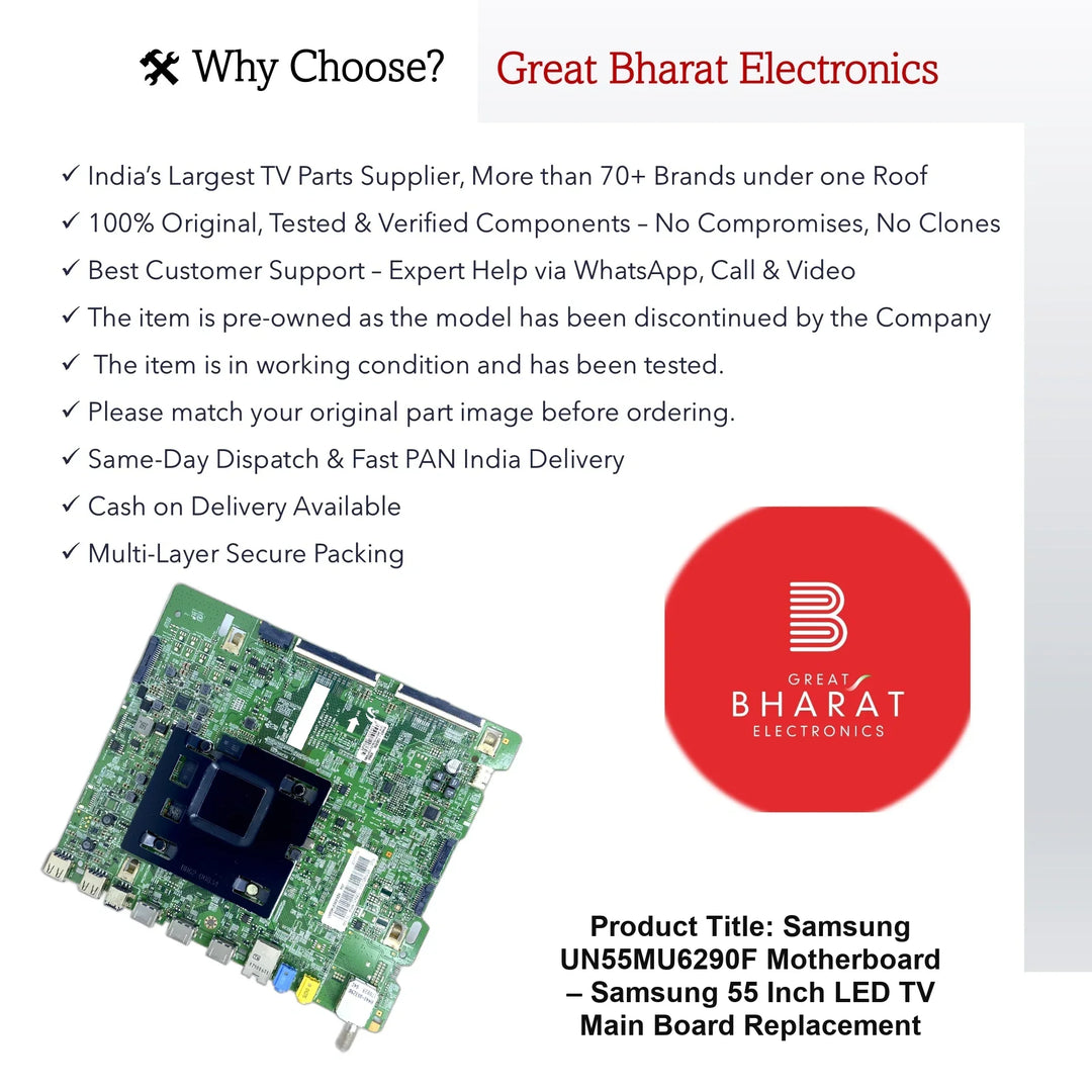 Samsung UN55MU6290F Motherboard – Samsung 55 Inch LED TV Main Board Replacement - Great Bharat Electronics