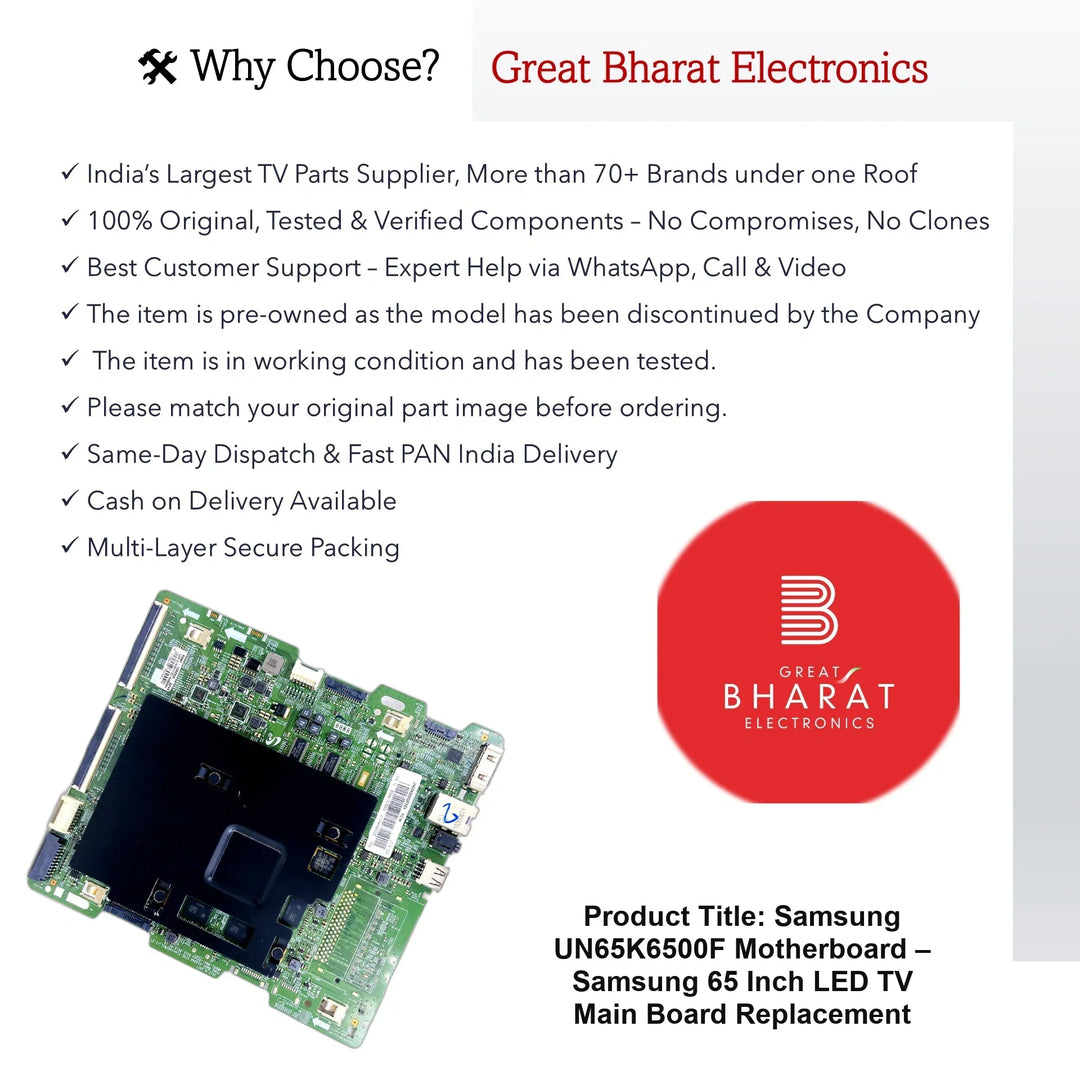 Samsung UN65K6500F Motherboard – Samsung 65 Inch LED TV Main Board Replacement - Great Bharat Electronics